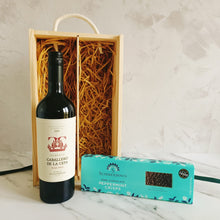 Load image into Gallery viewer, Wine &amp; Chocolates in Wooden Gift Box
