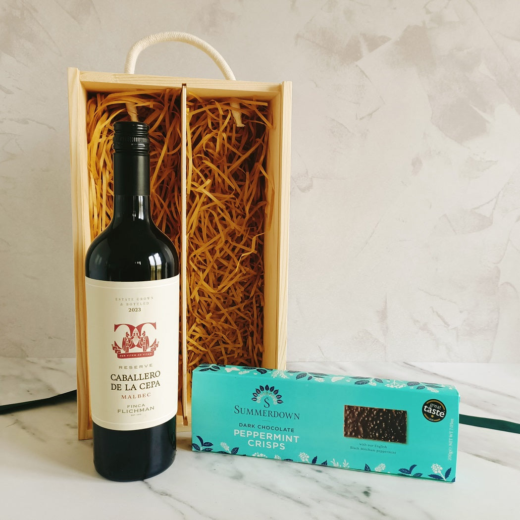 Wine & Chocolates in Wooden Gift Box