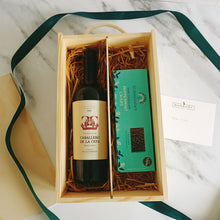 Load image into Gallery viewer, Wine &amp; Chocolates in Wooden Gift Box
